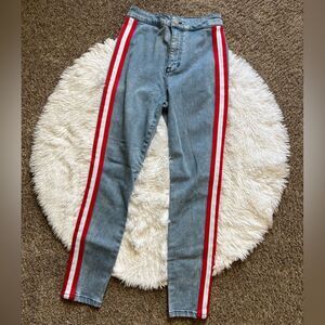 Guess Jeans Red Striped Sides Womens Size 26